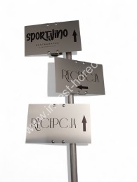 Directional signs with arrows on the post