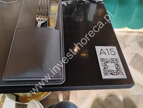 Table signs with MENU card with QR code and NFC