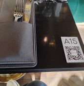 Table signs with MENU card with QR code and NFC