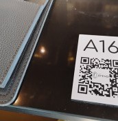 Table signs with MENU card with QR code and NFC