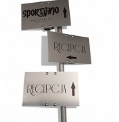 Directional signs with arrows on the post